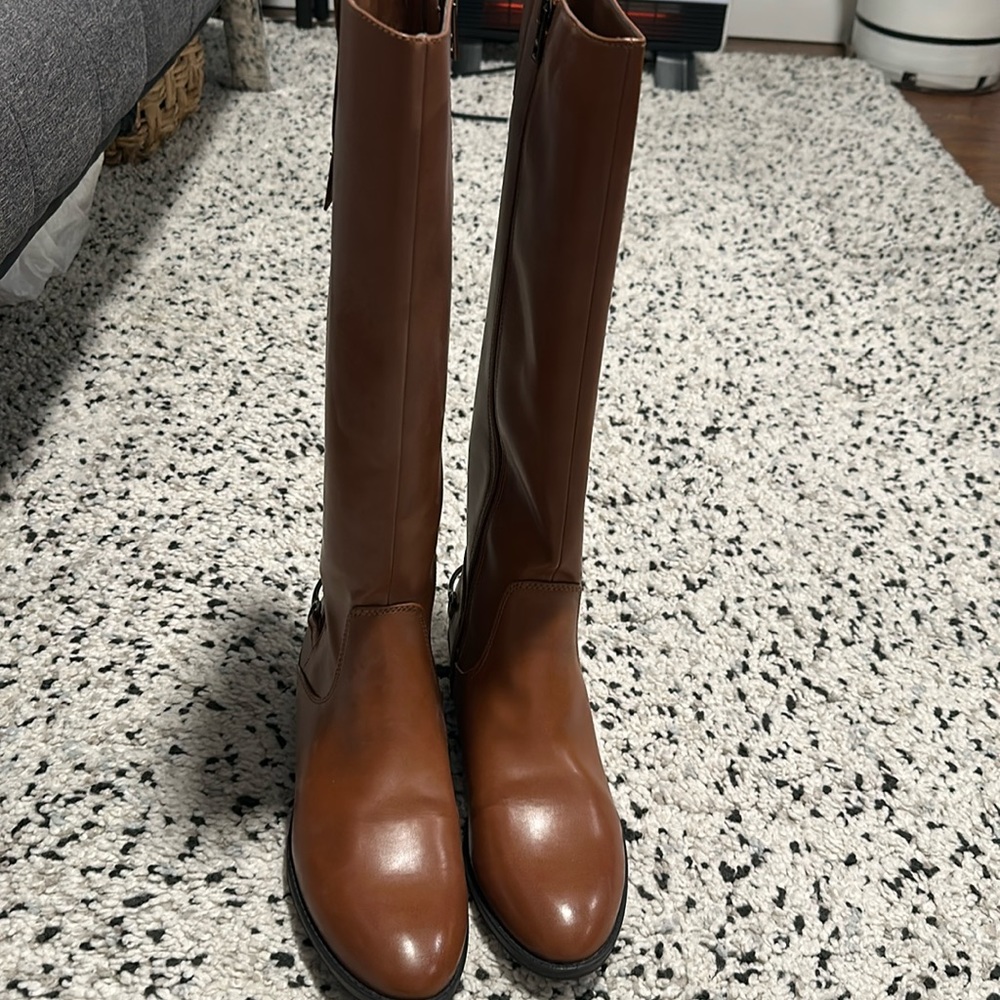 Sam & Libby brown faux-leather riding boots-sz 9